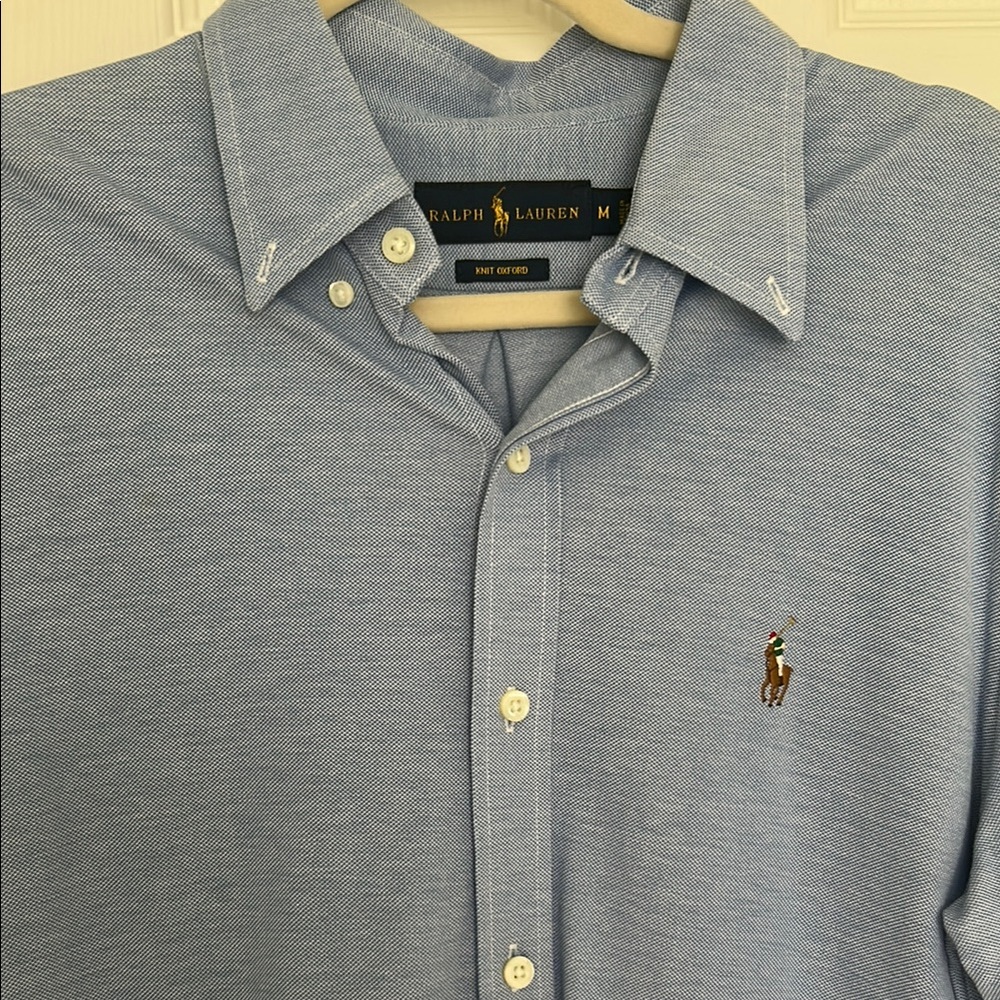 Ralph Lauren Blue Casual Button Down Shirt with Signature Logo